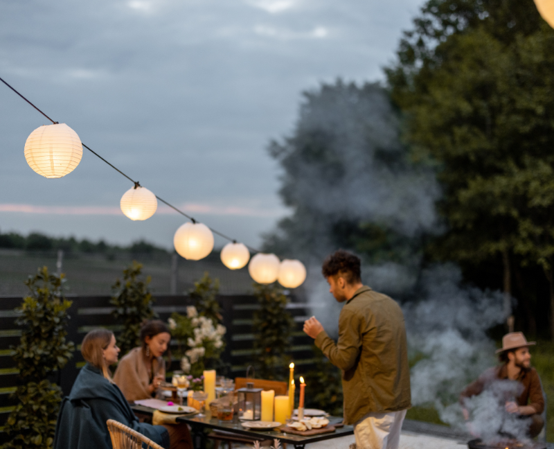 outdoor dining with family at home