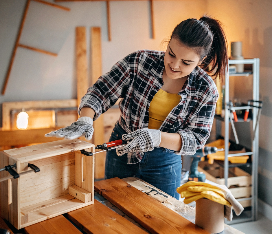 woman working on her own DIY ideas to improve her home