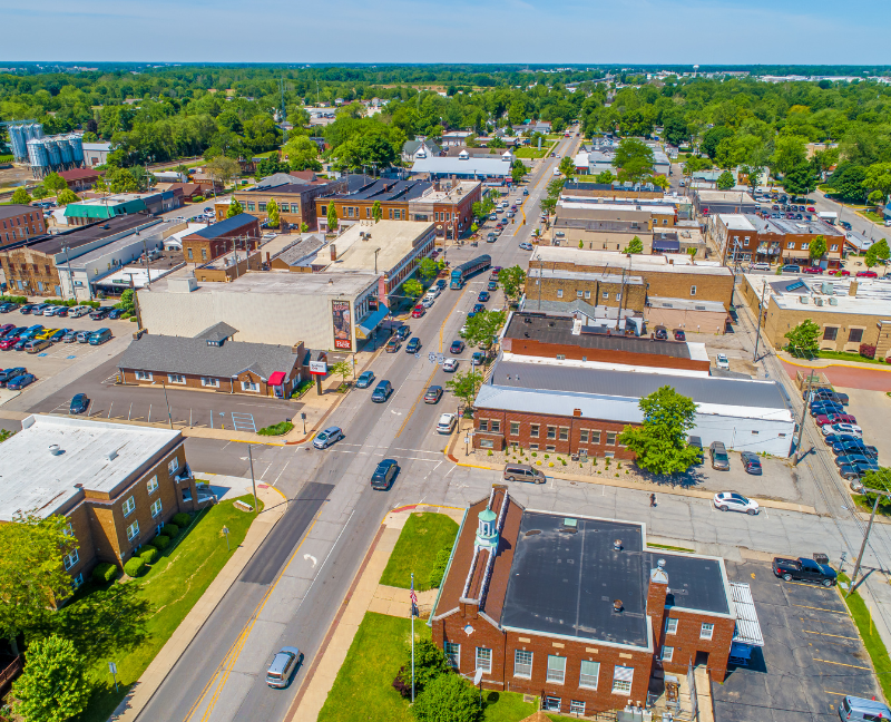 small town indiana aerial view