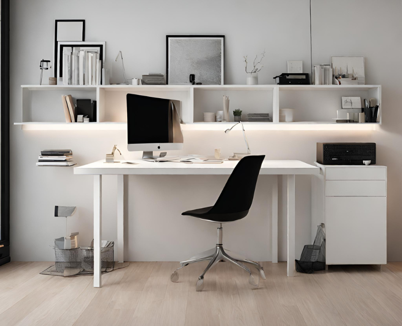 minimalist home office storage