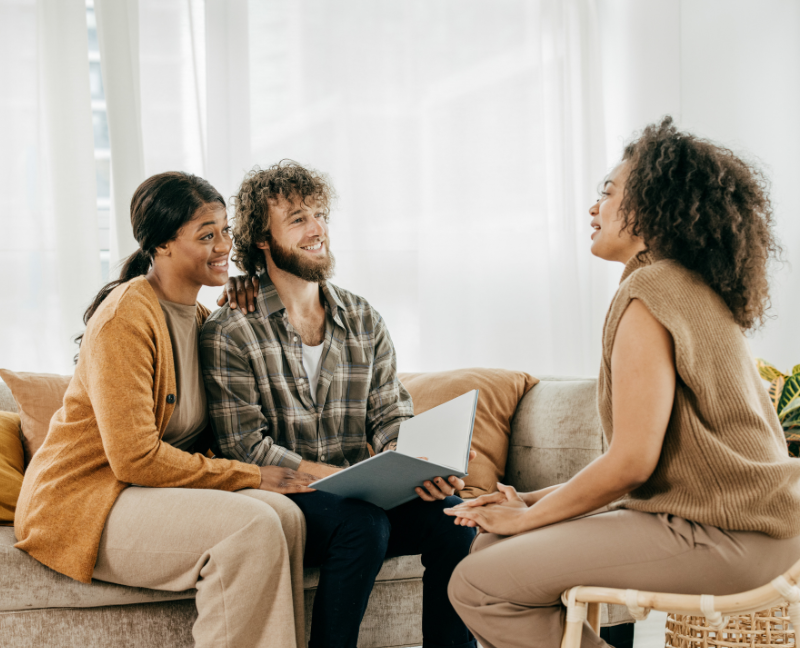 home seller talking to her clients